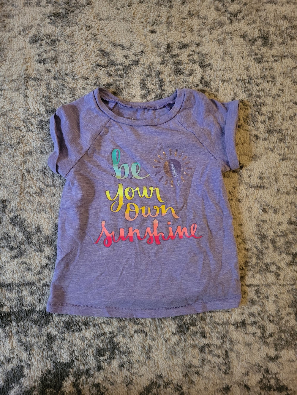 Cherokee Purple Short Sleeve Tee with Colorful 'Be Your Own Sunshine' Graphic